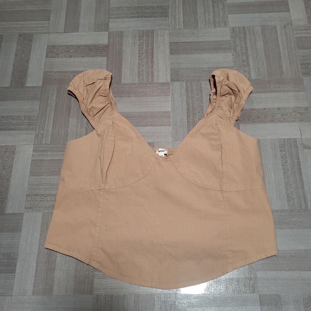 .Aerie Tan Sleeveless Bustier Crop Top. NWT